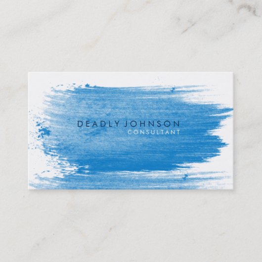 Carte De Visite Aquarelle Elegant Simple Splatter Blue (Devant)
