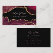 Carte De Visite aquarelle élégante agneau bordeaux sur noir (Devant / Derrière)