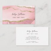 Carte De Visite aquarelle élégante brillant et or agate (Devant / Derrière)