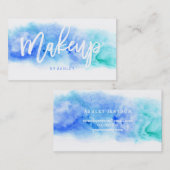 Carte De Visite Aquarelle élégante de bleu de typographie de (Devant / Derrière)
