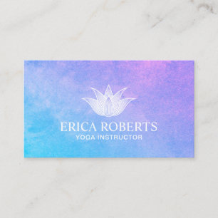 Carte De Visite Aquarelle élégante de fleur de Lotus d'instructe