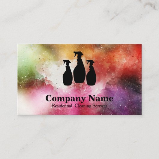 Carte De Visite Aquarelle élégante de service de nettoyage (Devant)
