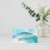 Carte De Visite Aquarelle élégante de turquoise de l'instructeur | (Debout devant)
