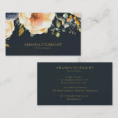 Carte De Visite Aquarelle Elégante Floral Moderne Designer d'intér (Devant / Derrière)