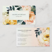 Carte De Visite Aquarelle Élégante Floral Wedding planner moderne (Devant / Derrière)