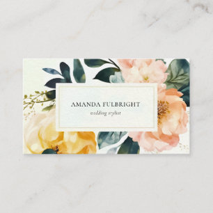 Carte De Visite Aquarelle Élégante Floral Wedding planner moderne