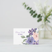 Carte De Visite Aquarelle Élégante Florale pourpre (Debout devant)