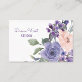 Carte De Visite Aquarelle Élégante Florale pourpre (Devant)