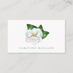 Carte De Visite Aquarelle élégante Magnolia Flower Professional