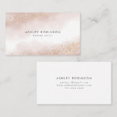 Carte De Visite Aquarelle élégante Parties scintillant rose et or (Devant / Derrière)