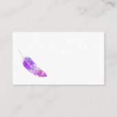 Carte De Visite aquarelle élégante plumes bleu et violet (Dos)