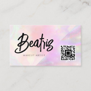 Carte De Visite Aquarelle élégante rose feminine girly Holographiq