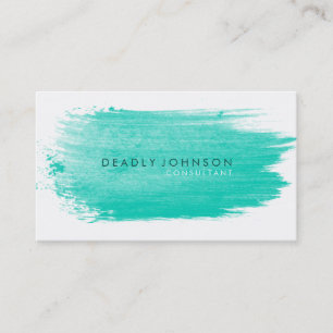 Carte De Visite Aquarelle Élégante Simple Splatter Vert Nature