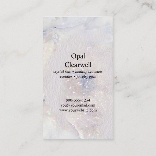 Carte De Visite Aquarelle en cristal de Seaglass Opal Vertical (Dos)