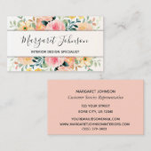 Carte De Visite Aquarelle en fleur radieuse Florale Feminine (Devant / Derrière)