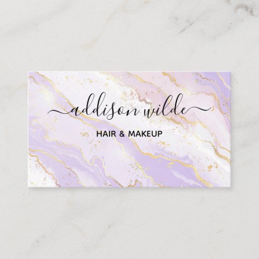 Carte De Visite Aquarelle en marbre liquide lavande (Devant)