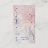 Carte De Visite Aquarelle en marbre rose Gold Seaglass (Devant)