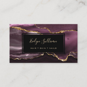 Carte De Visite aquarelle en or mauve foncé