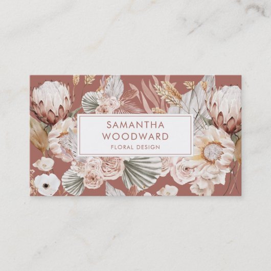 Carte De Visite Aquarelle en terre cuite Boho Concepteur Floral (Devant)