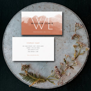 Carte De Visite Aquarelle en terre cuite Médias sociaux modernes