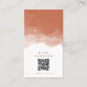 Carte De Visite Aquarelle en terre cuite moderne QR Code Médias so (Devant)