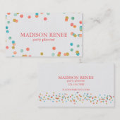 Carte De Visite Aquarelle et Gold Confetti Party Planner (Devant / Derrière)