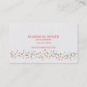 Carte De Visite Aquarelle et Gold Confetti Party Planner (Dos)