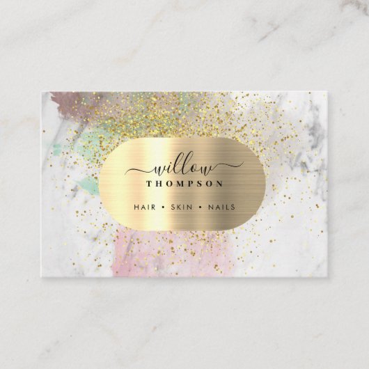 Carte De Visite Aquarelle et marbre Pierre Faux Parties scintillan (Devant)