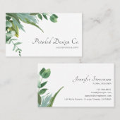 Carte De Visite Aquarelle Eucalyptus Feuilles Verdure (Devant / Derrière)