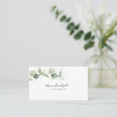Carte De Visite Aquarelle Eucalyptus Foliage Élégant Script (Debout devant)