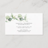 Carte De Visite Aquarelle Eucalyptus Foliage Élégant Script (Dos)