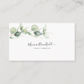 Carte De Visite Aquarelle Eucalyptus Foliage Élégant Script (Devant)
