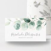 Carte De Visite Aquarelle Eucalyptus Verdure Feuillage Doré