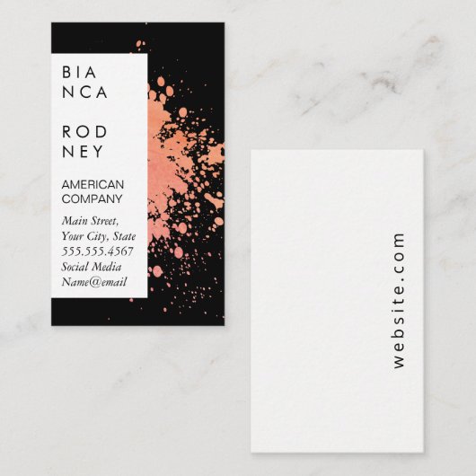 Carte De Visite Aquarelle Expressive Splatter (Devant / Derrière)