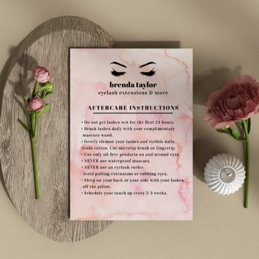 Carte De Visite Aquarelle Eyelash Browbar Instructions pour les so