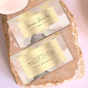 Carte De Visite Aquarelle Faux Gold Foil Black Blush Pink Élégant