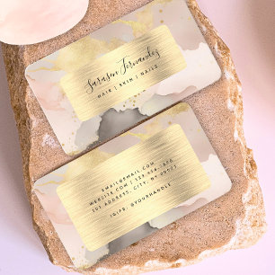 Carte De Visite Aquarelle Faux Gold Foil Black Blush Pink Élégant