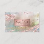 Carte De Visite Aquarelle Faux Rose Gold Foil (Devant)