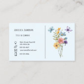 Carte De Visite Aquarelle féminine bleu clair Fleur sauvage Meadow (Dos)