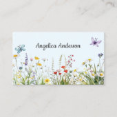 Carte De Visite Aquarelle féminine bleu clair Fleur sauvage Meadow (Devant)