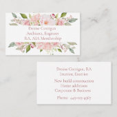 Carte De Visite Aquarelle féminine rose pâle (Devant / Derrière)