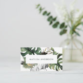 Carte De Visite Aquarelle feuillage botanique et détails or (Debout devant)