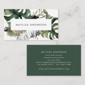 Carte De Visite Aquarelle feuillage botanique et détails or (Devant / Derrière)