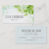 Carte De Visite Aquarelle Feuille de printemps moderne (Devant / Derrière)