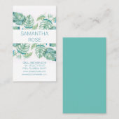 Carte De Visite Aquarelle Feuille Monstera Palm (Devant / Derrière)