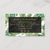 Carte De Visite Aquarelle Feuille tropicale Motif sur blanc (Dos)