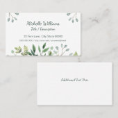 Carte De Visite Aquarelle Feuille verte du feuillage (Devant / Derrière)