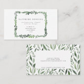 Carte De Visite aquarelle feuillue fleurie élégant (Devant / Derrière)