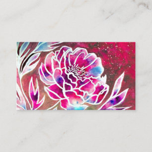 Carte De Visite Aquarelle Fleur Dahlia Ajouter QR Code Girly Beaut