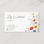 Carte De Visite Aquarelle Fleur des Champs Moderne Élégant Script (Devant)